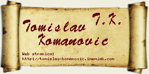 Tomislav Komanović vizit kartica